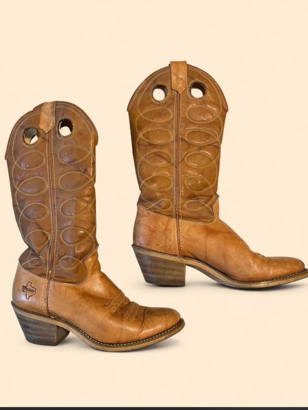 Classic Vintage 70s Women's Tan Leather Texas Western Boots